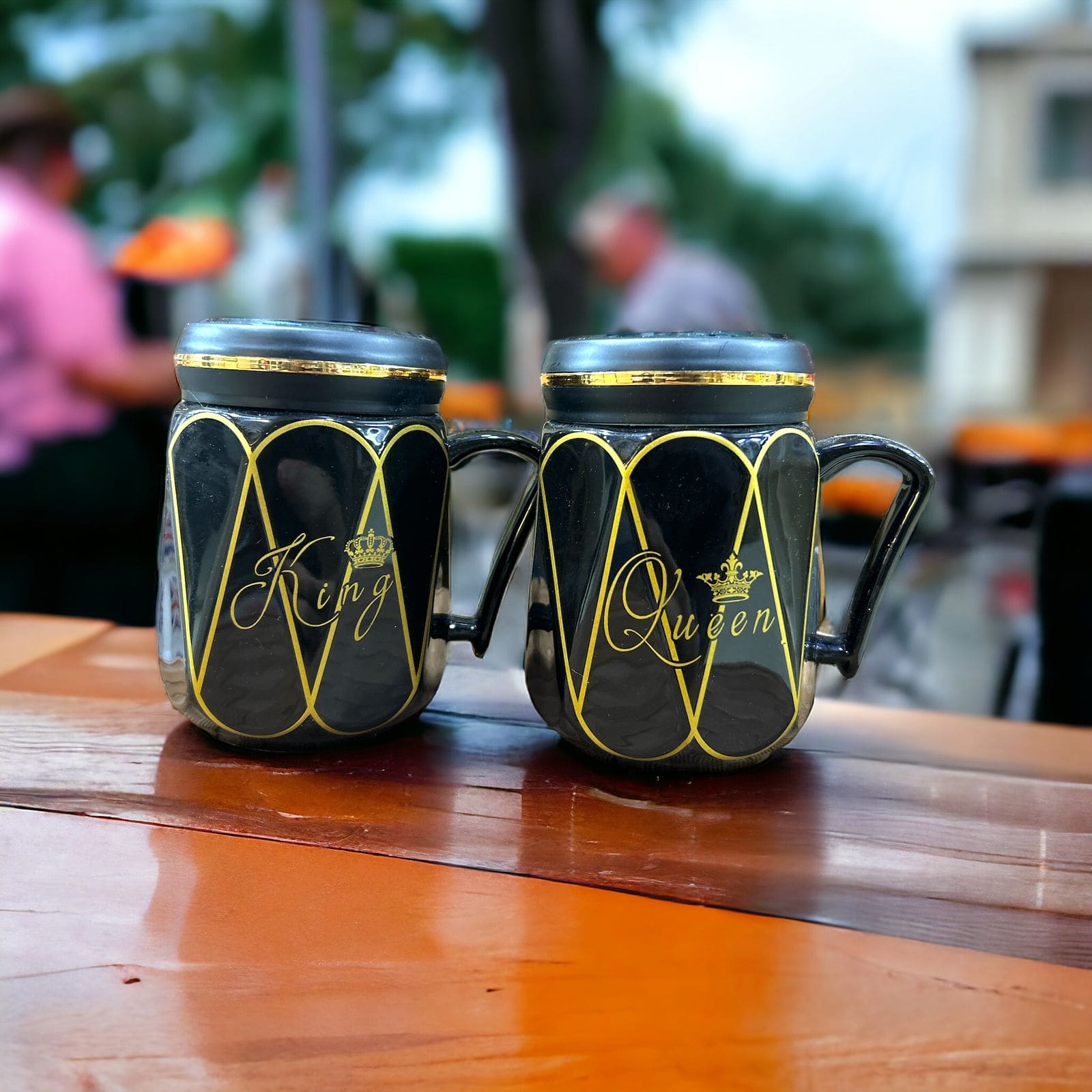 Black King Queen Mug, King Queen Ceramic Mug, Royal Coffee Tea Cups with Lid Black King Queen Mug, King Queen Ceramic Mug, Royal Coffee Tea Cups with Lid